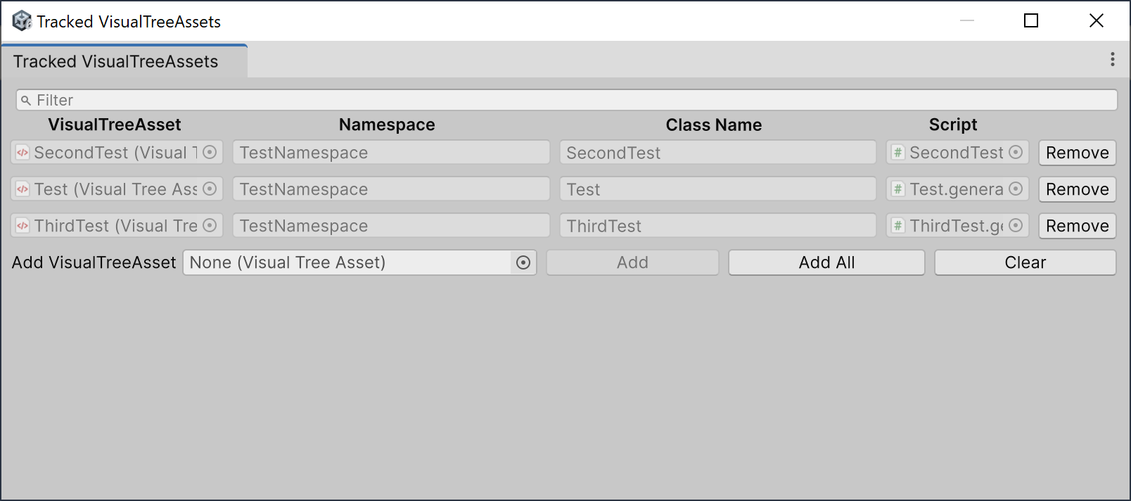 Tracked VisualTreeAssets